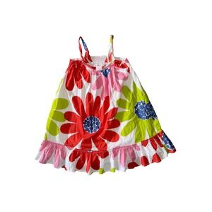 Mini Boden Floral Sun Dress Kids 5-6Y Multicolor Excellent Cotton Ruffle Hem